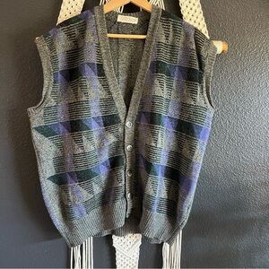Vintage Bobby Yosten Men’s Lambs Wool Sweater Vest Grandpa Core Coastal Grunge